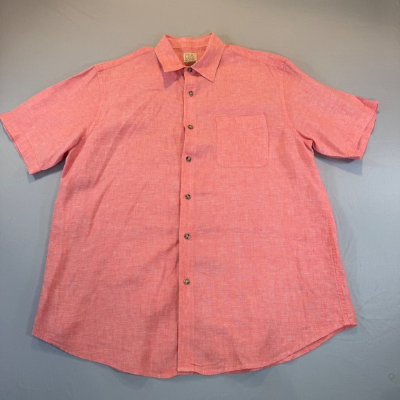 Jos. A. Bank Other - Jos A Bank Mens Large Coral Pink 100% Linen Button Down Beach Coastal Resort